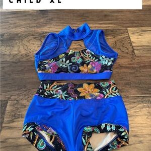 Kandi Kouture (KK) Blue Floral Kids Dance Set